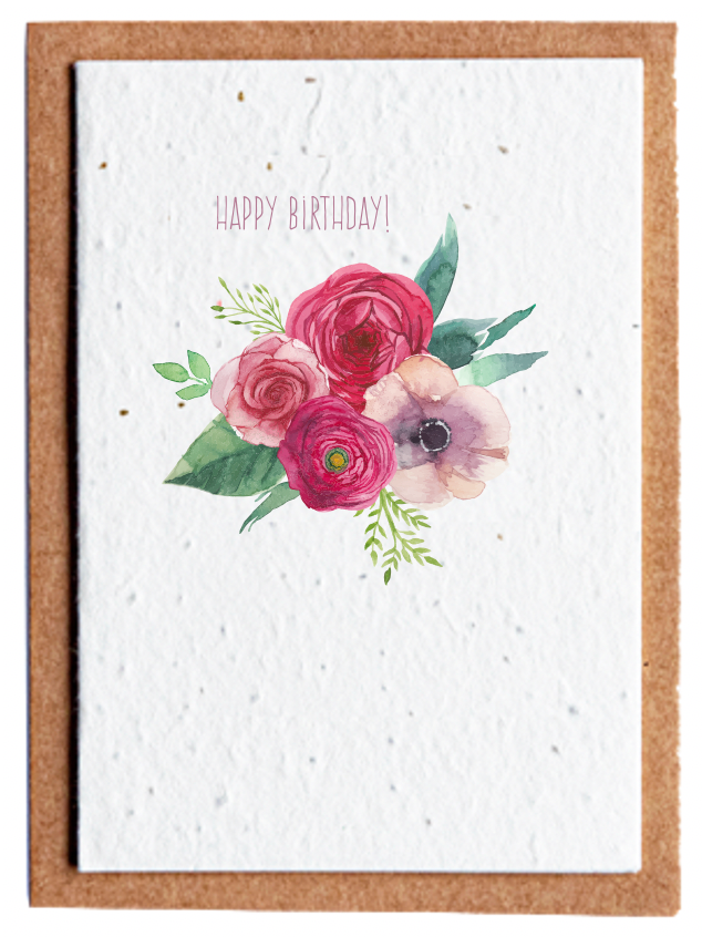 Birthday Roses Recycled Plantable Seed Greetings Card