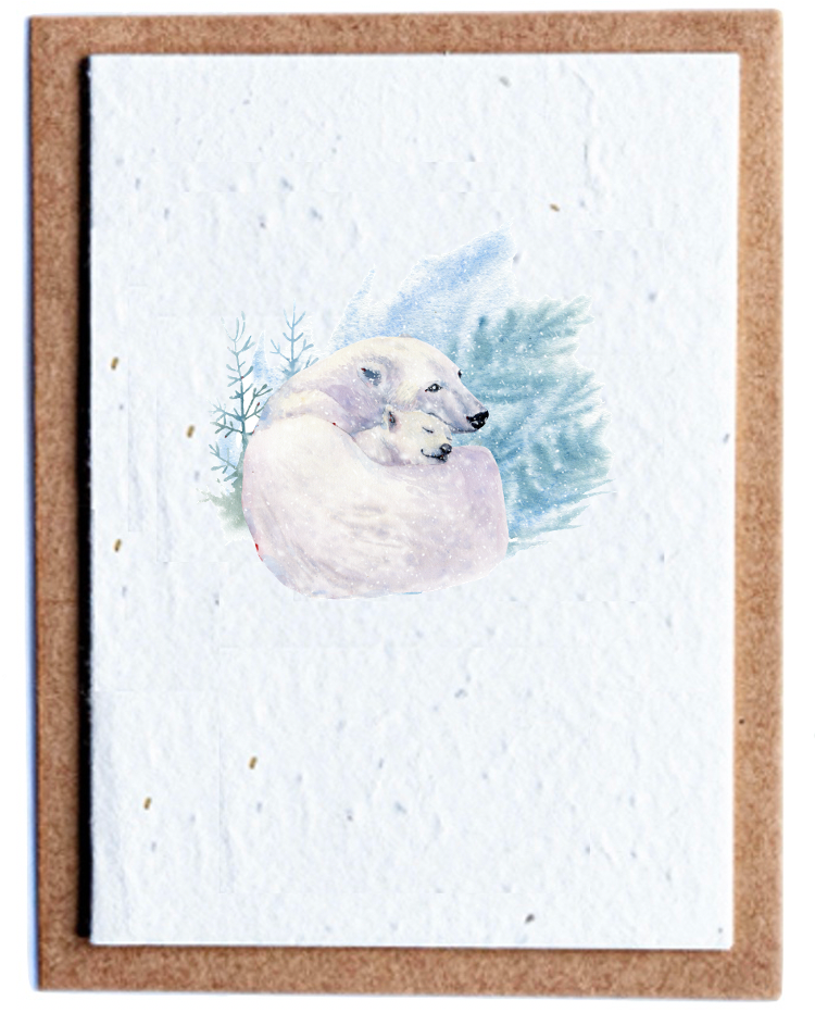 Polar Bear Recycled Plantable Seed Christmas Card