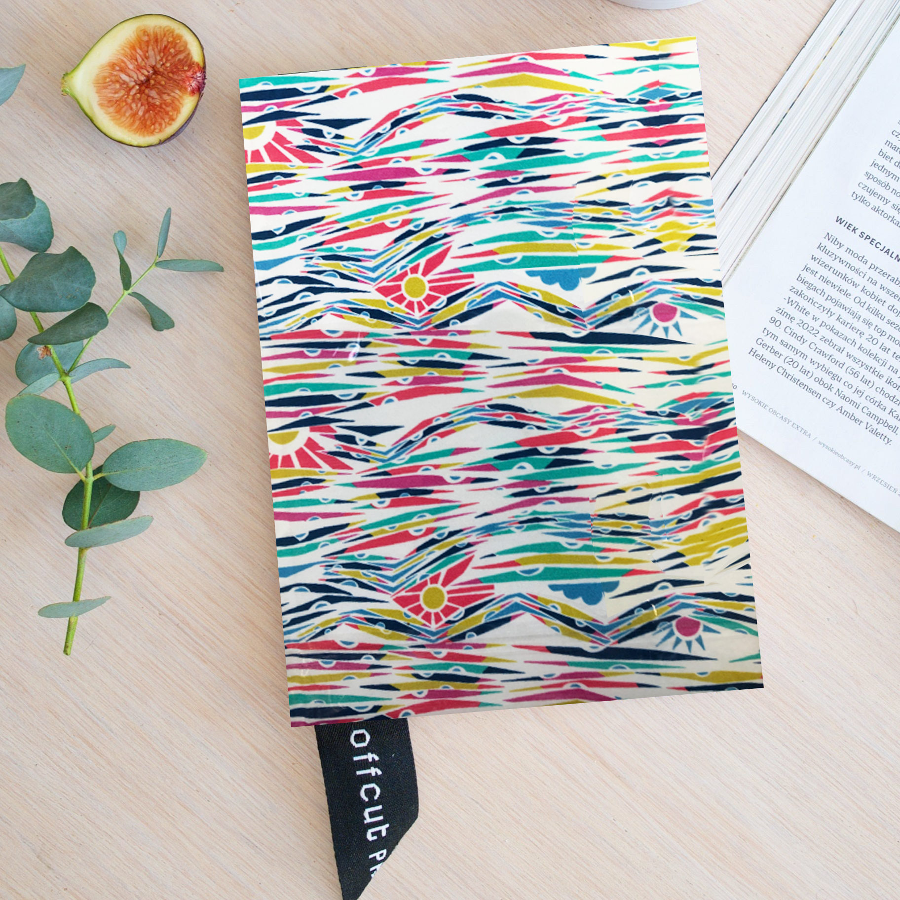 Premium Recycled Donated Fabric Abstract Sun Print A5 Notebook
