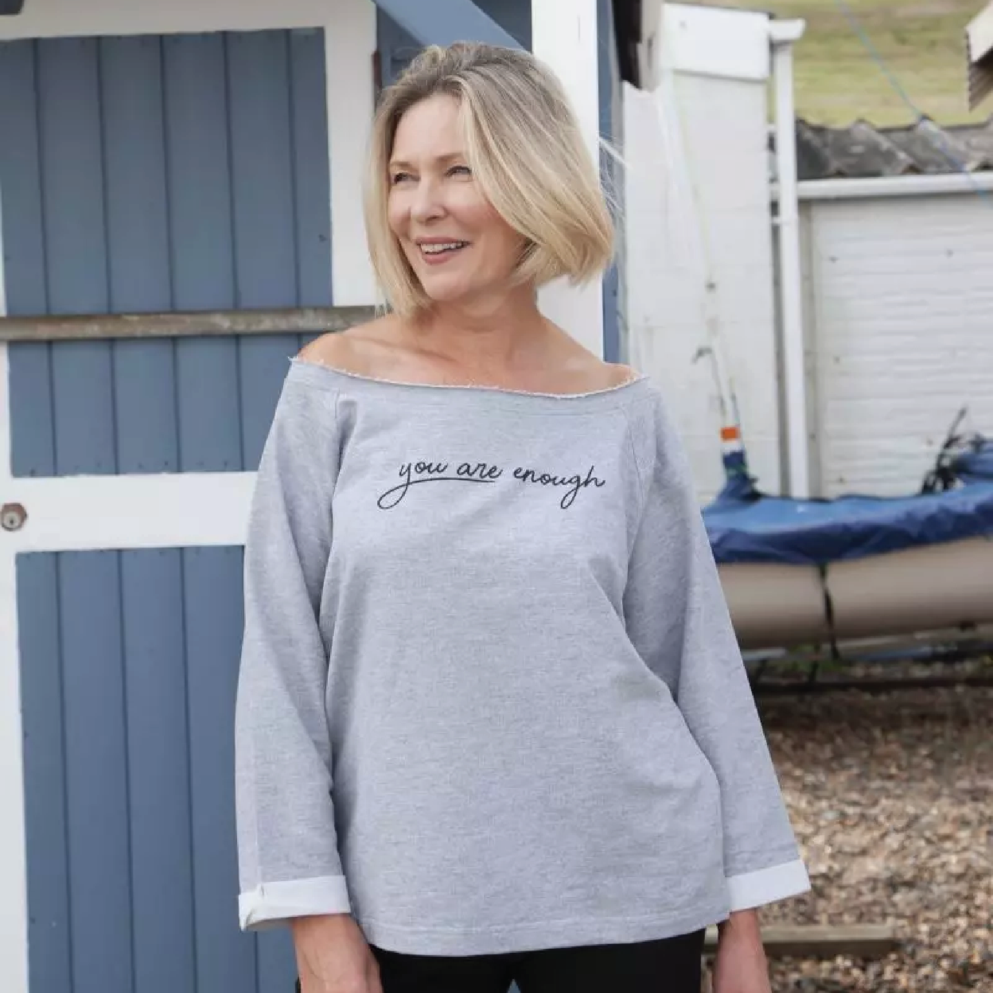 ‘You are enough’ Women’s Oversized Charcoal Sweater