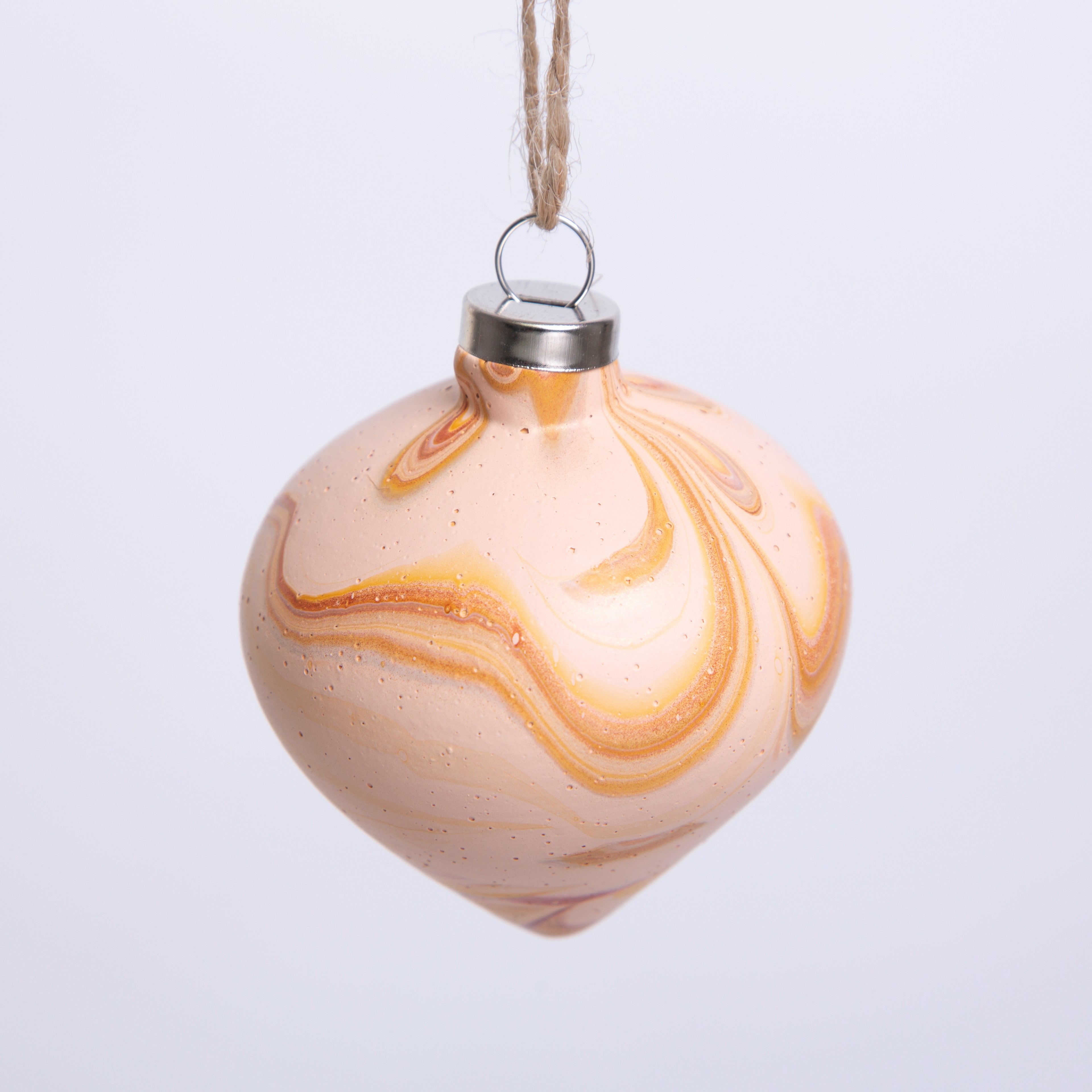 'Family' Pink & Copper Hand Painted Ceramic Bauble - Diamond Shape