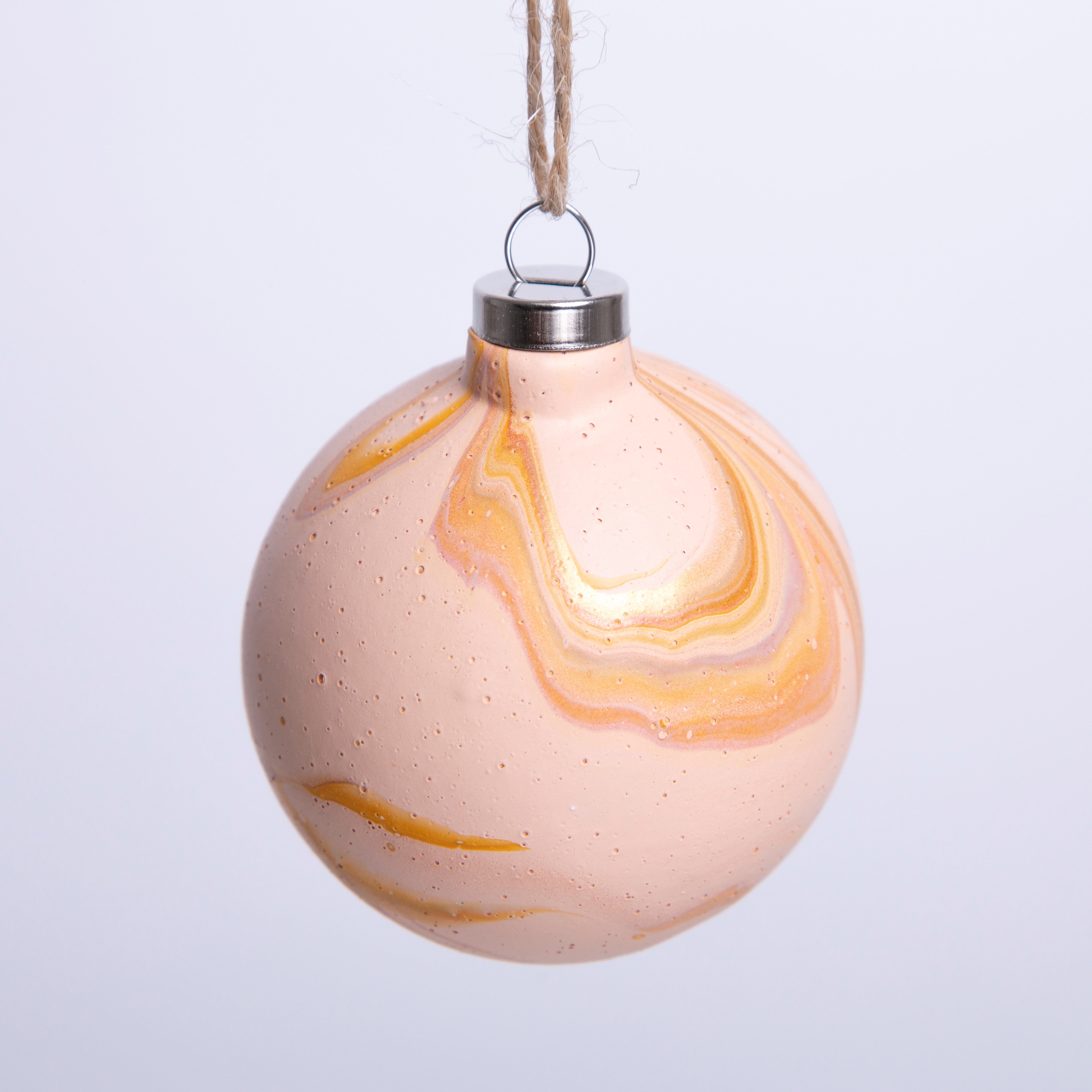 'Family' Pink & Copper Hand Painted Ceramic Bauble - Round Shape