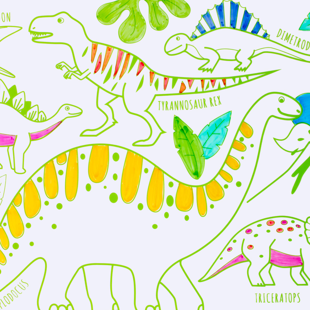 Reusable colouring in mat - Dinosaur