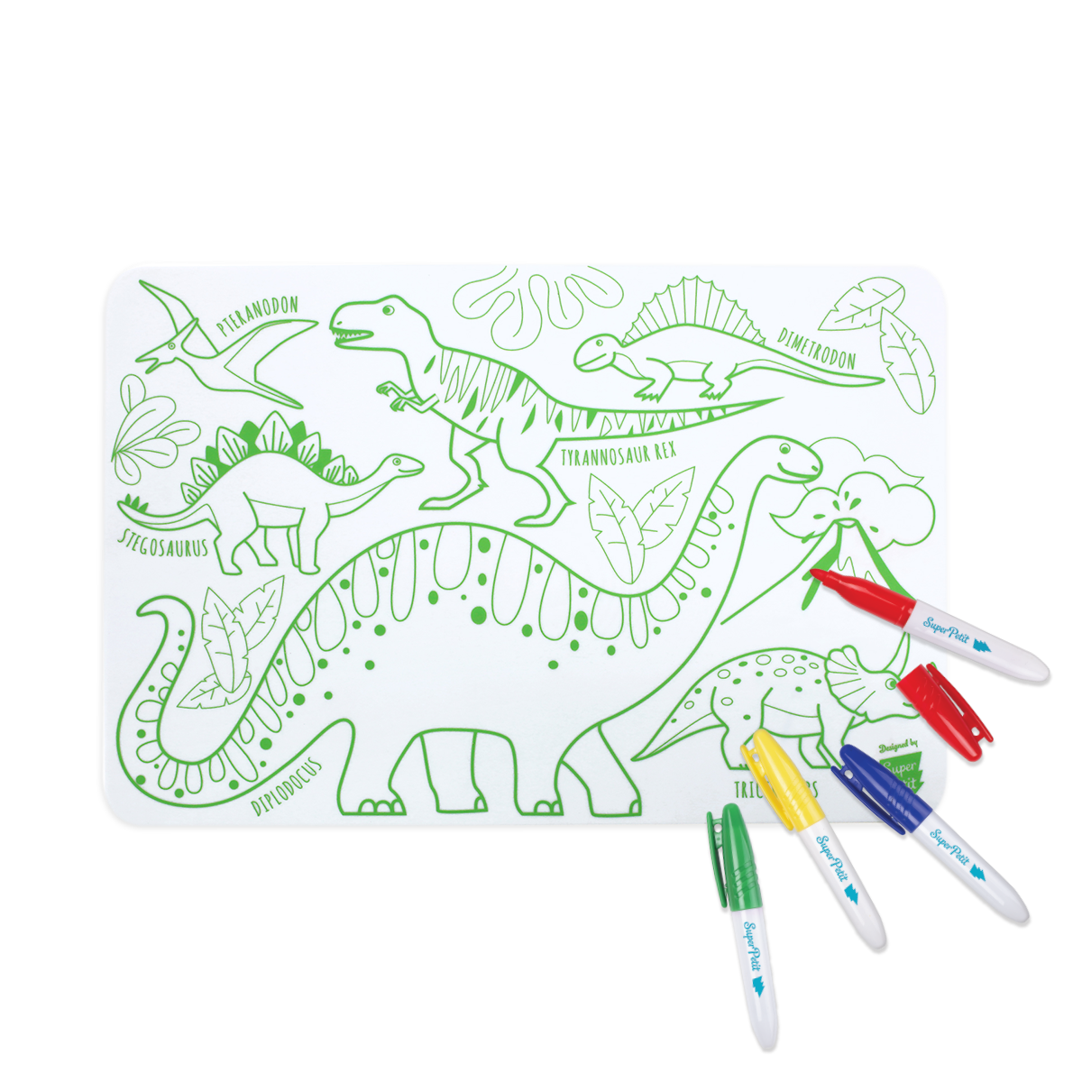 Reusable colouring in mat - Dinosaur